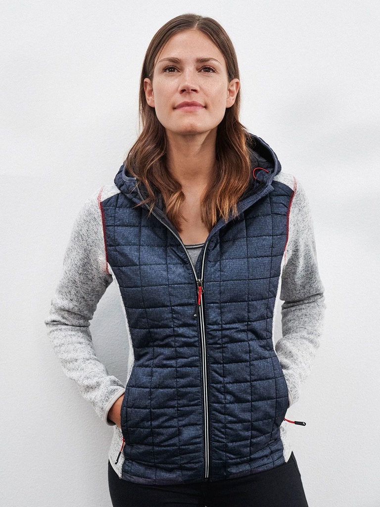 Giacca in maglia con cappuccio e tasche a contrasto