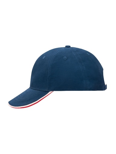 Cappellino in cotone a 6 pannelli con visiera a contrasto e doppio sandwich