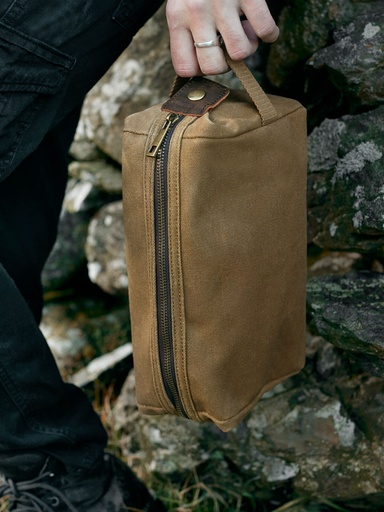 Beauty case in canvas cerato e pelle