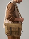 Borsa a tracolla in canvas cerato e pelle