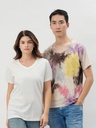 T-shirt unisex in cotone a manica corta e scollo a V