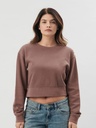 Felpa girocollo crop in cotone pettinato a 3 fili