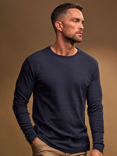 T-shirt a maniche lunghe in cotone pettinato fit slim