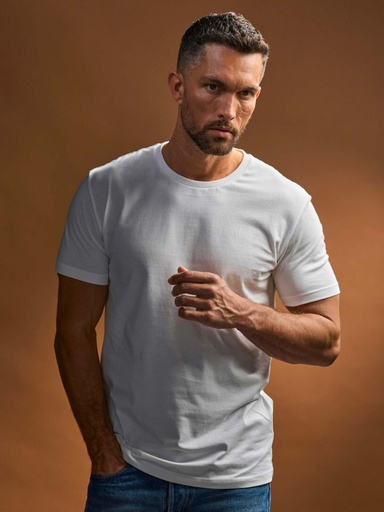 T-shirt in cotone pettinato a collo a V