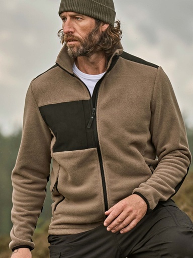 Giacca in pile con zip e rinforzi tecnici