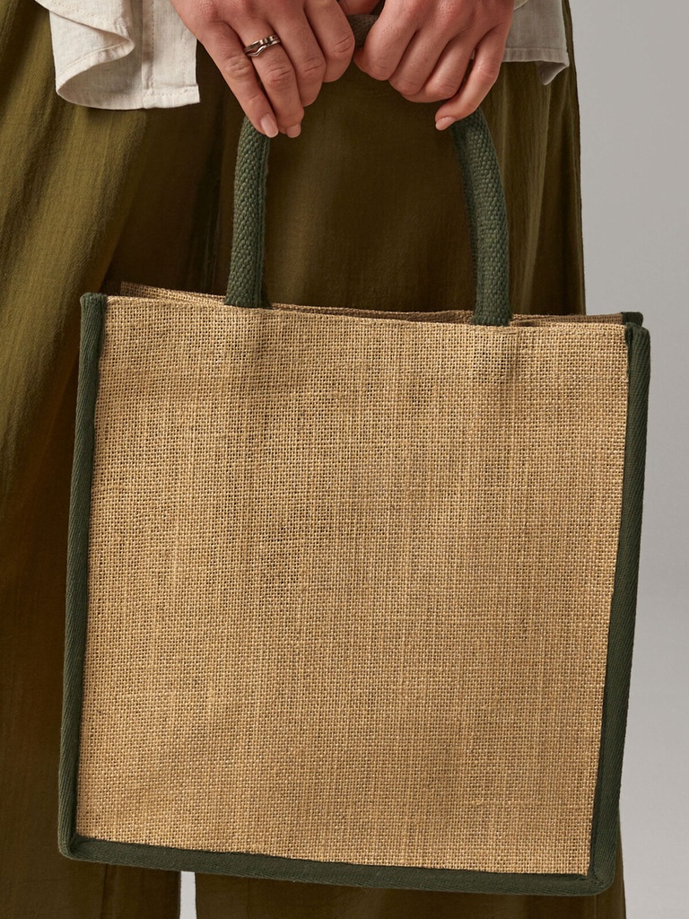 Borsa tote in juta naturale con manici in cotone