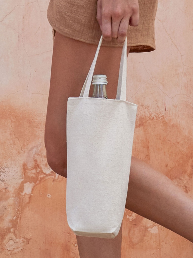 Shopper in cotone canvas per bottiglia con certificazione Fairtrade