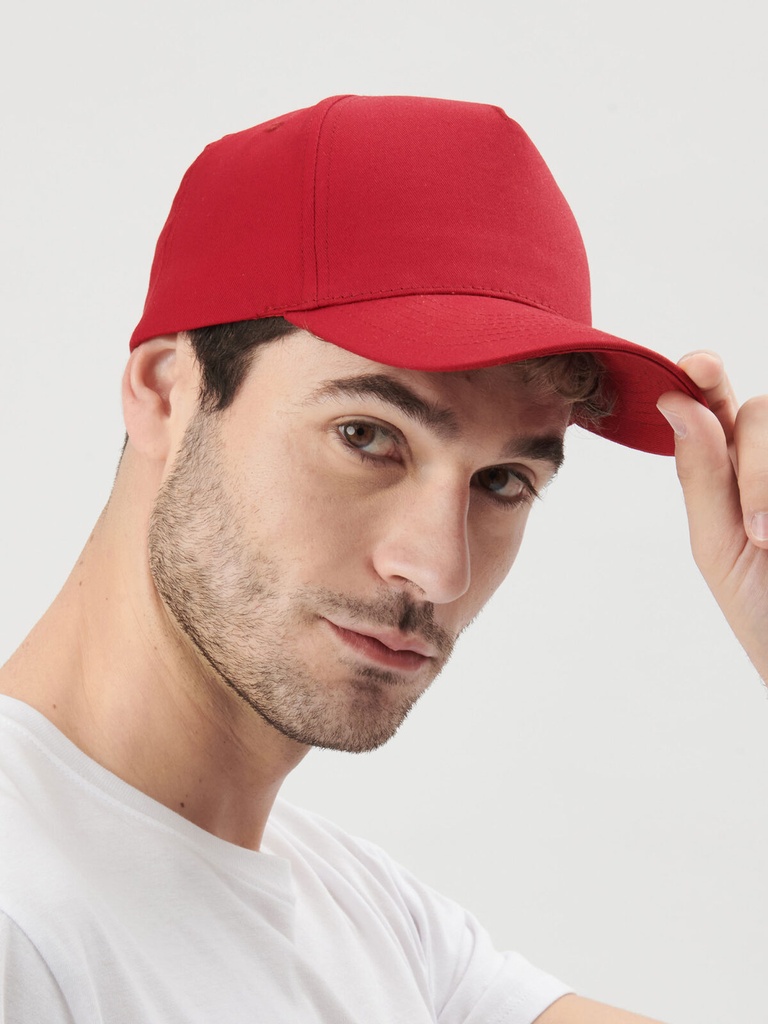 Cappellino in cotone a 5 pannelli con visiera pre-curvata e chiusura in velcro