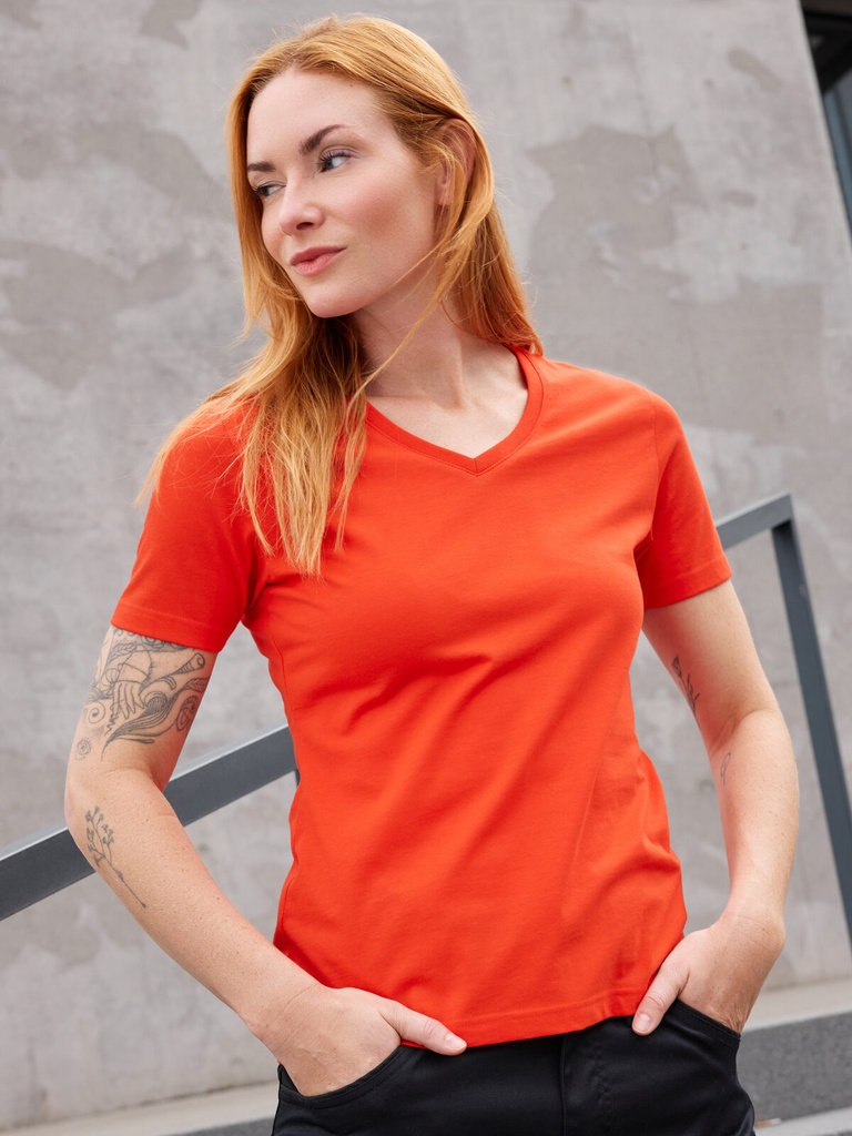 T-shirt da lavoro in misto cotone e poliestere a collo a V