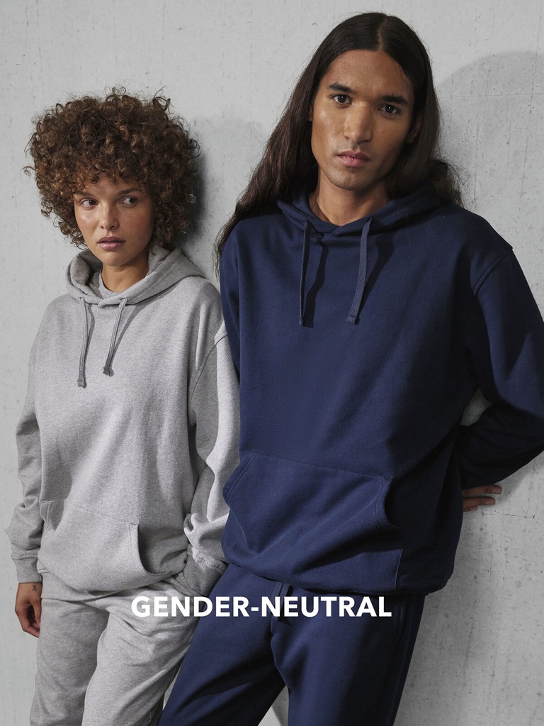 Felpa con cappuccio unisex a spalla scesa e tasca a canguro