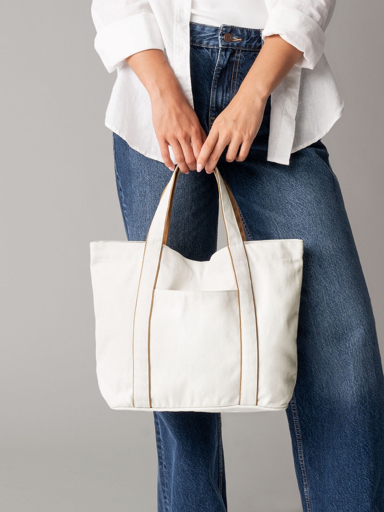 Borsa tote media in cotone e poliestere riciclato