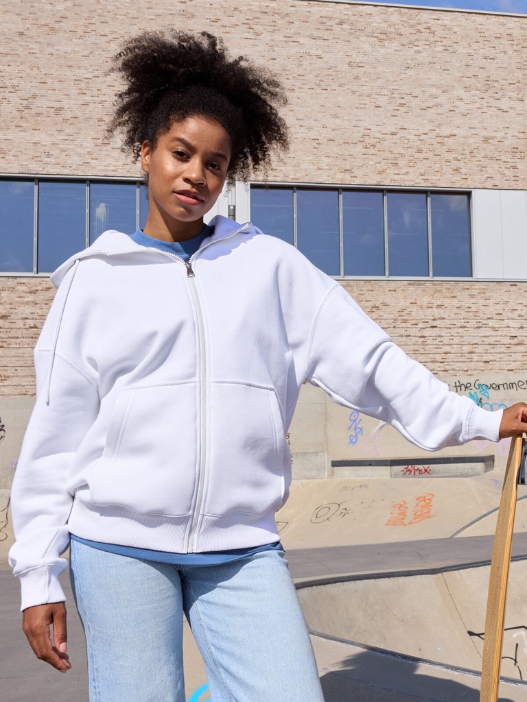 Felpa con cappuccio e zip oversize