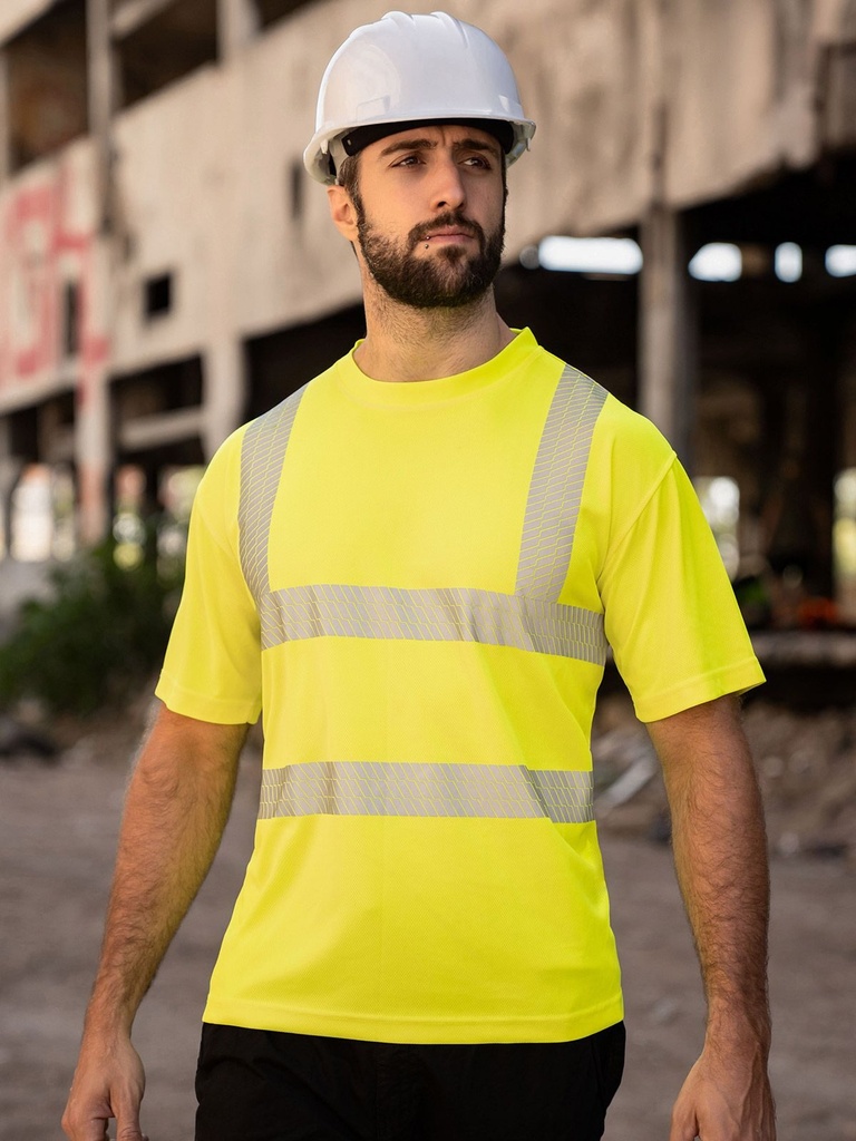 T-shirt ad alta visibilità con fasce riflettenti segmentate