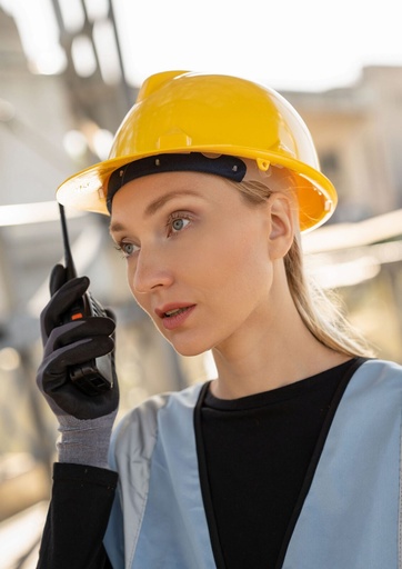 Casco da cantiere base con attacchi per protezione udito