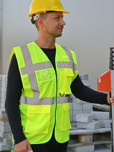 Gilet in rete ad alta visibilità con tasche e cerniera