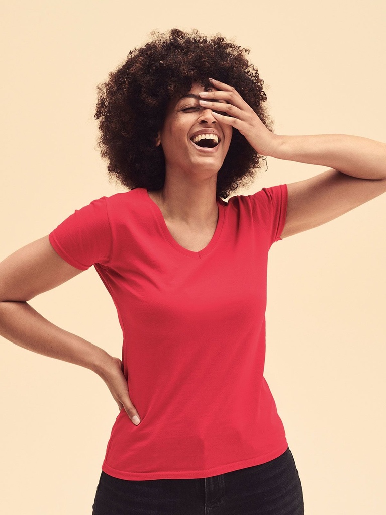 T-shirt da donna a manica corta con scollo a V e vestibilità sfiancata