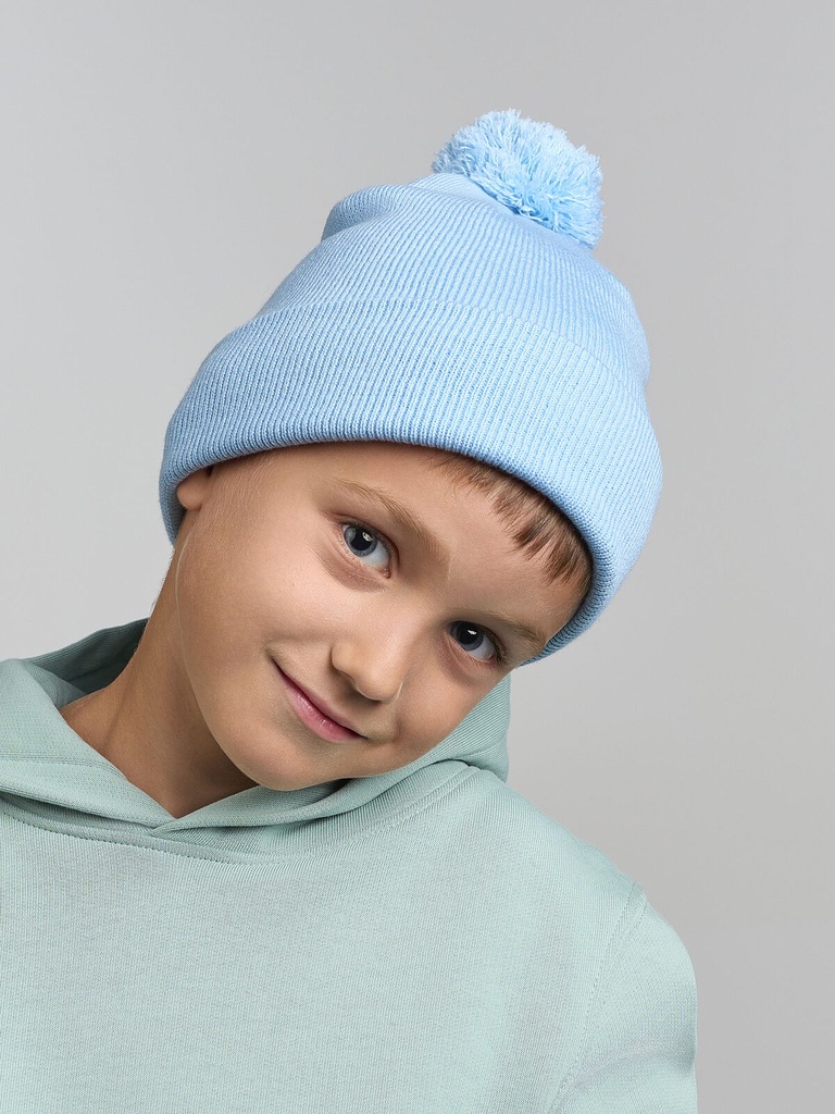 Berretta con pompon per bambini in poliestere riciclato