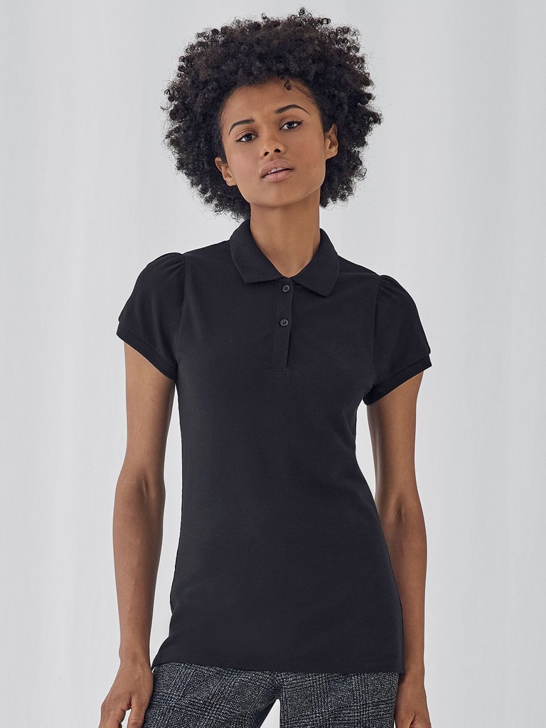 Polo da donna in cotone piqué leggermente sfiancata
