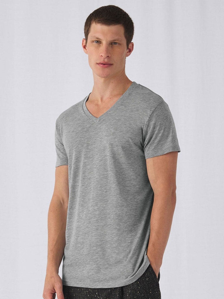 T-shirt da uomo in tessuto triblend a maniche corte e scollo a V