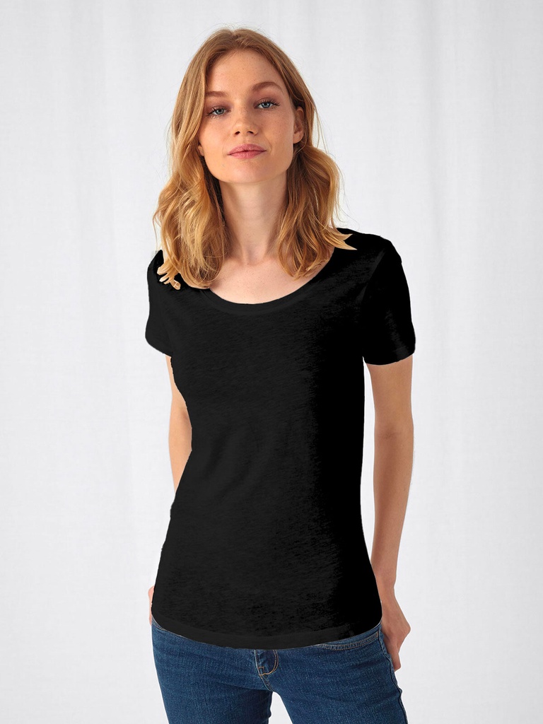 T-shirt in cotone organico effetto slub da donna