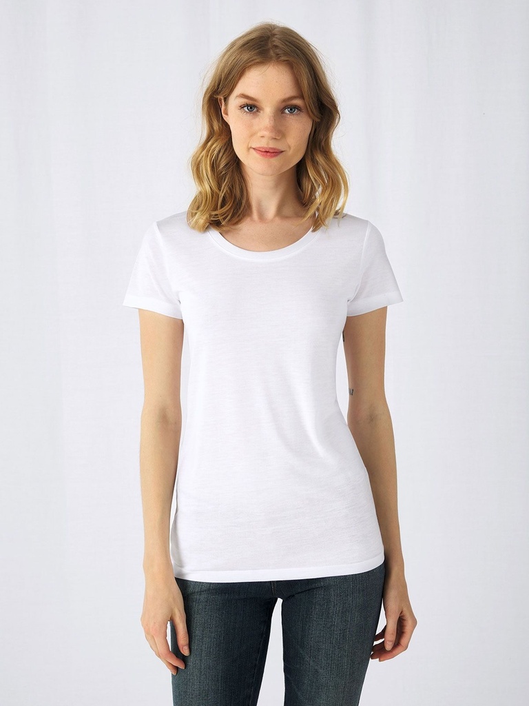 T-shirt da sublimazione donna in poliestere riciclato effetto cotone