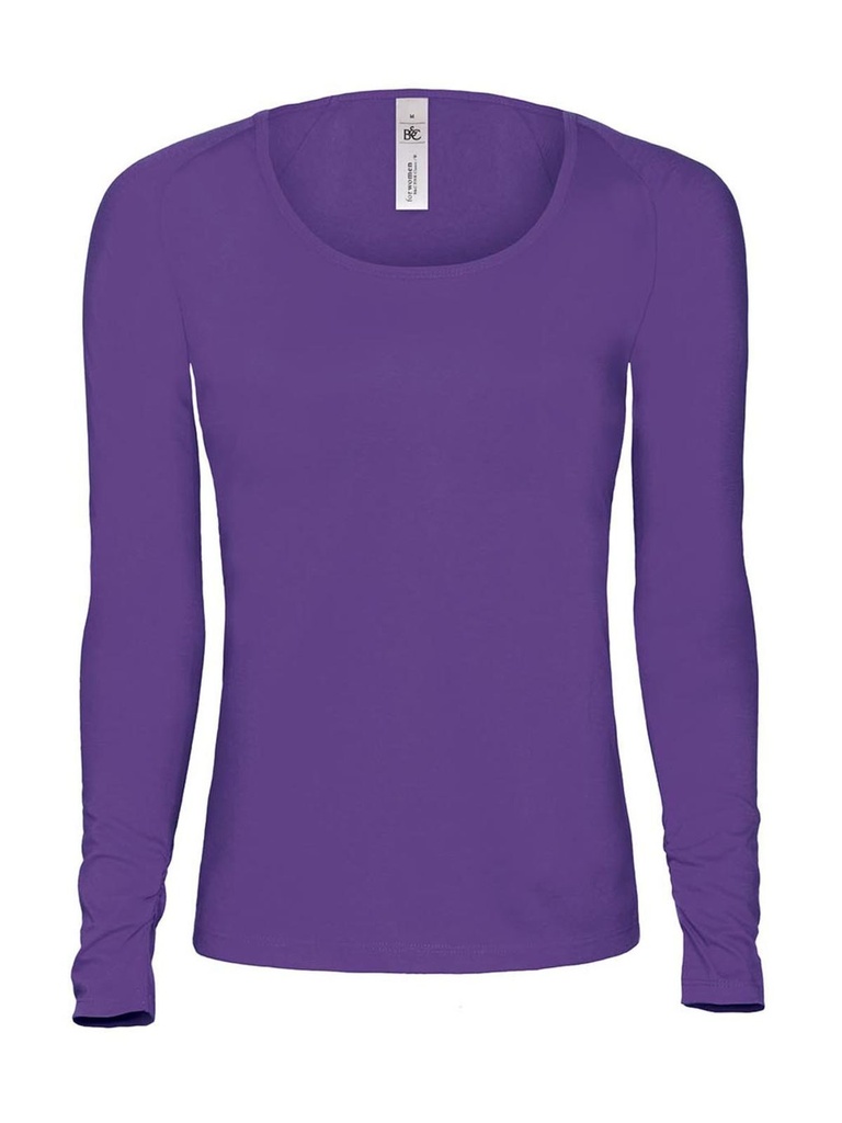 T-shirt in cotone pettinato a maniche lunghe e scollo ovale